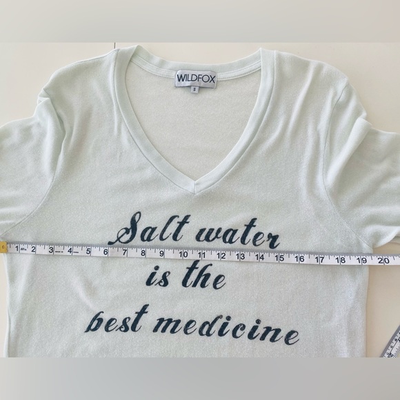 WILDFOX Salt Water is the Best Medicine Baggy Beach V-Neck Long Sleeve Top - Picture 10 of 13